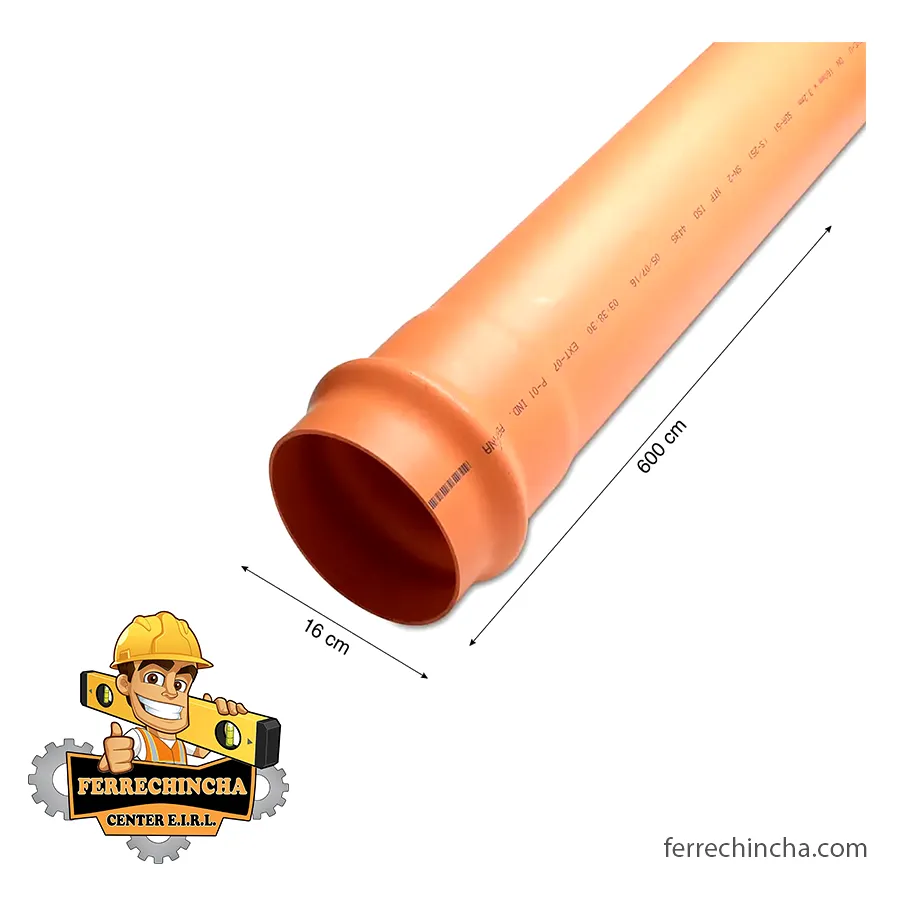 TUBO DESAGUE 6" NARANJA S-25 GERFOR (160 MM.)